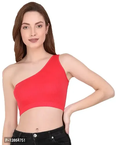 THE BLAZZE Women's Sleeveless Crop Tops Sexy Strappy Tees (M, Coral)-thumb5