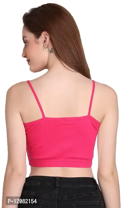 THE BLAZZE 1290 Women's Basic Sexy Solid Slim Fit Sleeveless Saree Readymade Saree Blouse Crop Top T-Shirt for Women (XX-Large, Dark Pink)-thumb2