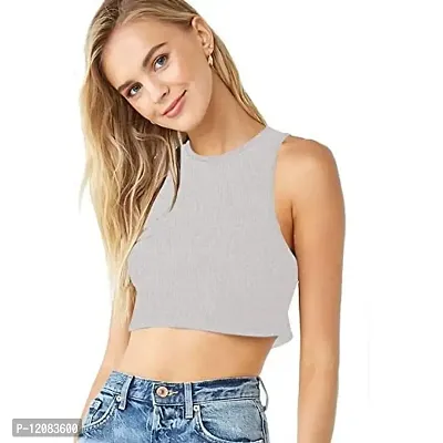 THE BLAZZE 1025 Crop Top for Women (Small, Grey)-thumb0