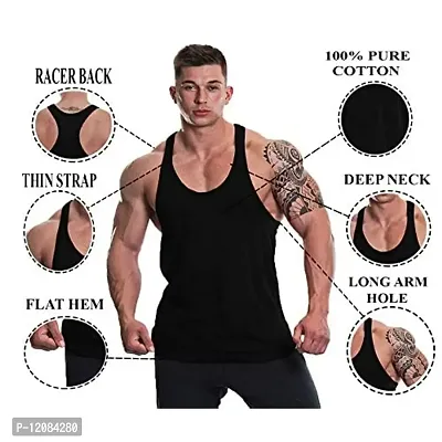 THE BLAZZE 0051 Men's Tank Top Muscle Gym Bodybuilding Vest Fitness Workout Train Stringers-thumb4