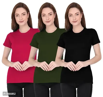 THE BLAZZE Women's T-Shirt (Pack of 3) (QW-62_Green  Black_XX-Large)