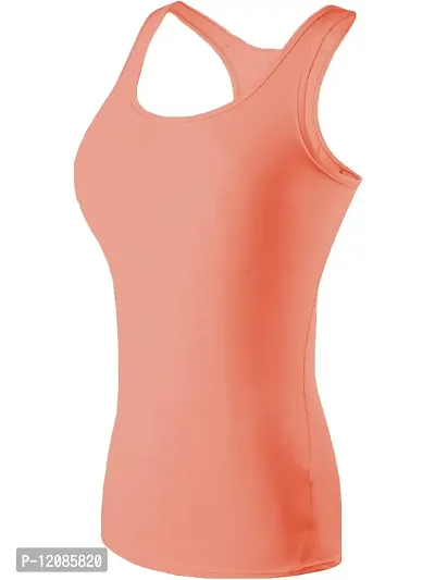 THE BLAZZE Women's Rib Racerback Tank Top (XXL, Light Orange)-thumb0