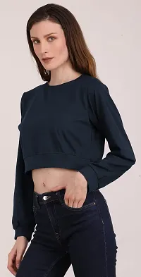 THE BLAZZE 1341 Women's Boxy Round Neck Full Sleeve Crop Top-thumb3