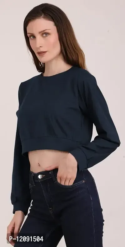 THE BLAZZE 1341 Women's Boxy Round Neck Full Sleeve Crop Top-thumb4