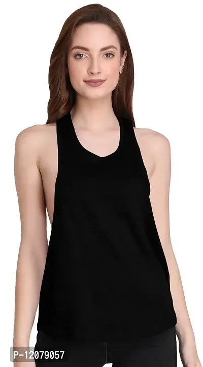 The Blazze 1005 Women's Cotton Racerback Tank Top (Small(30"-32"), Black)-thumb2