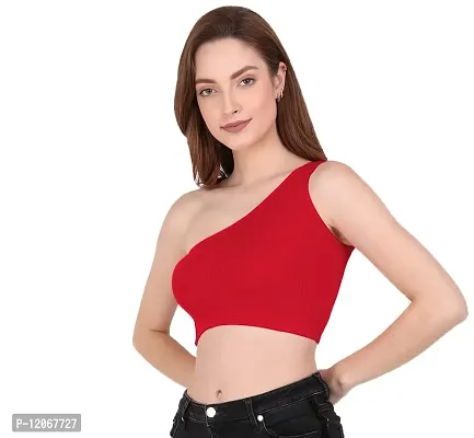 THE BLAZZE Women's Sleeveless Crop Tops Sexy Strappy Tees (M, Red)-thumb4