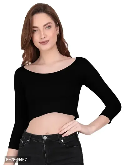 THE BLAZZE 1057 Crop Top for Women (XL, Black)