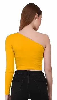 THE BLAZZE 1289 One Shoulder Tops for Women (X-Large, Yellow)-thumb1