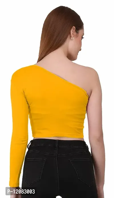 THE BLAZZE 1289 One Shoulder Tops for Women (X-Large, Yellow)-thumb2