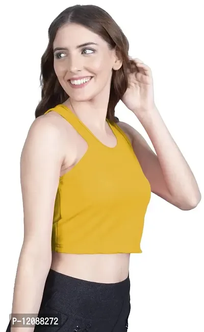 THE BLAZZE 1004 Women's Racerback Round Neck Sleeveless Crop Top-thumb4