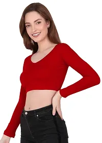 THE BLAZZE 1309 Sexy Women's Full Sleeve Tank Crop Tops Bustier Bra Vest Shorts Crop Top Bralette Blouse Top for Women (2XL, Red)-thumb4