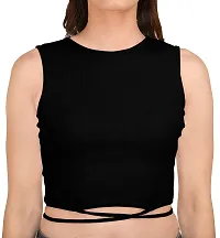 AD2CART A1622 Women's Basic Solid Stylish Criss Cross Ribbed Crop Top-thumb4