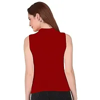 THE BLAZZE 1033 Women's Plain Black Sleeveless High Neck/Turtle Neck Top Stretch Slim Cotton T-Shirt for Women Sleeveless Top for Women(XL,Color_06)-thumb2