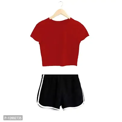 THE BLAZZE 1261 Women's Cotton Crop Top Shorts Set-thumb0