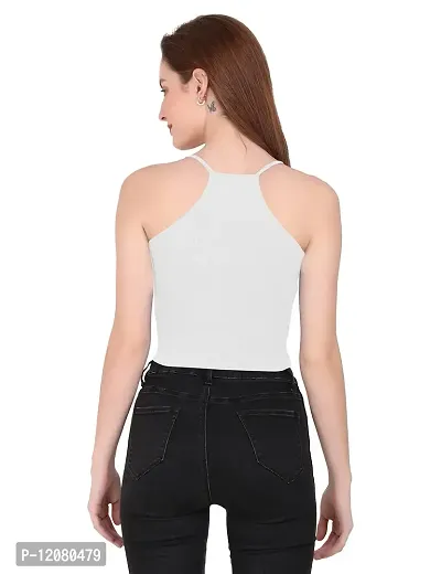 THE BLAZZE 1002 Women's Sleeveless Crop Tops Sexy Strappy Tees (Medium(32""-34""), L - White)