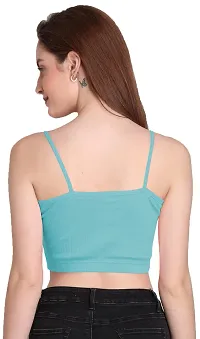 THE BLAZZE 1290 Women's Cotton Basic Sexy Solid Slim Fit Sleeveless Saree Readymade Saree Blouse Crop Top T-Shirt for Women(2XL,Color_05)-thumb1