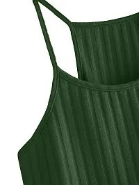 THE BLAZZE Women's Summer Basic Sexy Strappy Sleeveless Racerback Camisole Crop Top (Medium, Black Green)-thumb3