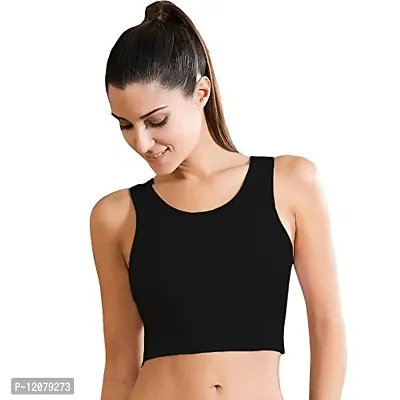 THE BLAZZE Women's Basic Sexy Strappy Sleeveless Racerback Camisole Crop Top (Large, Black)