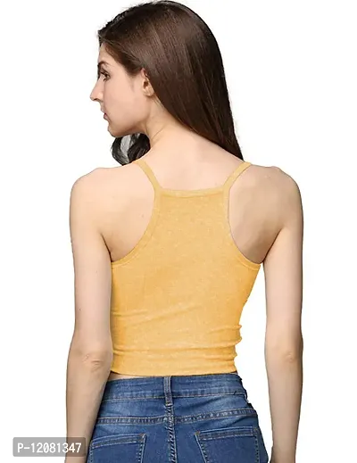 THE BLAZZE 1002 Women's Sleeveless Crop Tops Sexy Strappy Tees (Medium(32""-34""), P - Mustard Yellow)-thumb4