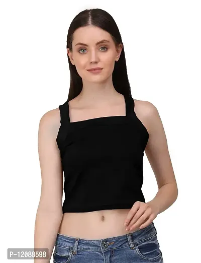 AD2CART A1716 Women's Basic Solid Halter Neck Crop Top for Women Stylish Western-thumb5