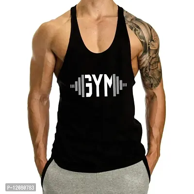 THE BLAZZE Men's Regular Fit Gym Tank Top (AS-60_Black_Medium)