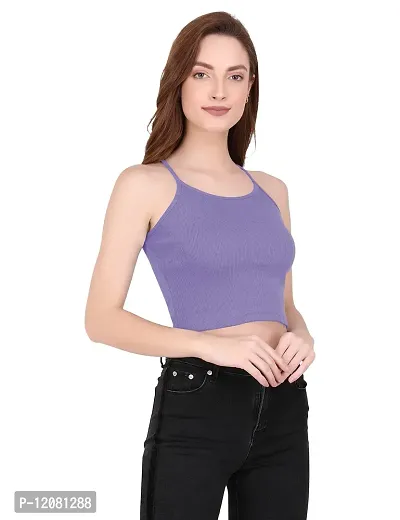 THE BLAZZE 1002 Women's Sleeveless Crop Tops Sexy Strappy Tees (XX-Large(38?-40""), R - Blue Melange)-thumb4