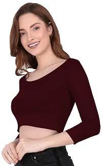 THE BLAZZE 1057 Crop Tops for Women (M, Maroon)-thumb3