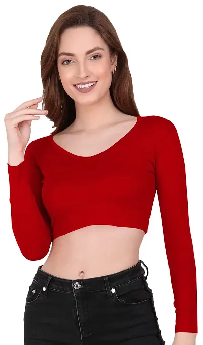 THE BLAZZE 1309 Sexy Women's Full Sleeve Tank Crop Tops Bustier Bra Vest Shorts Crop Top Bralette Blouse Top for Women