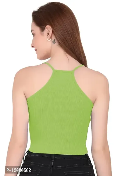 THE BLAZZE 1002 Women's Sleeveless Crop Tops Sexy Strappy Tees (X-Large(36?-38""), N - Reliance Green)-thumb1