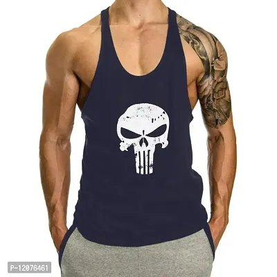 THE BLAZZE Men's Skull Print Stringer Y Back Bodybuilding Gym Tank Tops Workout Fitness Vest