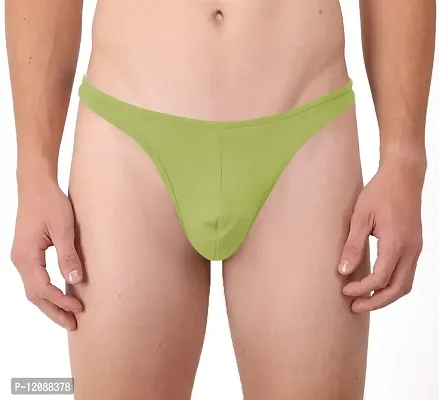 THE BLAZZE Men's Spandex Thongs (Pack of 1) (0010_1_P1_Color_07_Green_L)