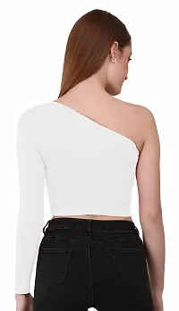 THE BLAZZE 1289 Women's Cotton One Shoulder Full Sleeve Crop Tops-thumb1