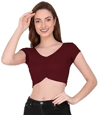 THE BLAZZE 1151 Women's Basic Sexy V Neck Slim Fit Crop Top T-Shirt for Women-thumb3