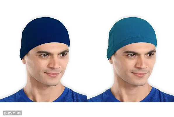 THE BLAZZE Cotton Helmet Cap (Royal Blue+Turquise Blue)