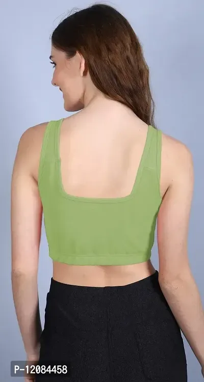 THE BLAZZE 1044 Women's Summer Basic Sexy Strappy Sleeveless Crop Tops (Medium, Light Green)-thumb3