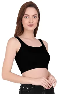 THE BLAZZE 1044 Women's Summer Basic Sexy Strappy Sleeveless Crop Top (XX-Large(38?-40), A - Black)-thumb1