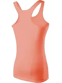 THE BLAZZE Women's Rib Racerback Tank Top (Medium, Light Orange)-thumb1