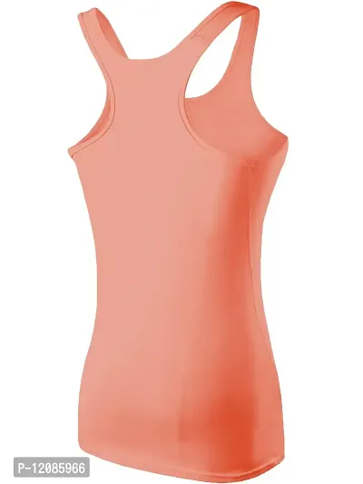 THE BLAZZE Women's Rib Racerback Tank Top (Medium, Light Orange)-thumb2