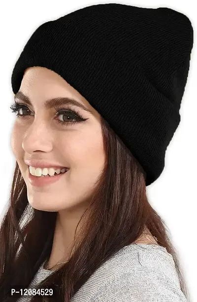 THE BLAZZE 2015 Winter Beanie Cap for Men and Women (Free, Black)-thumb3