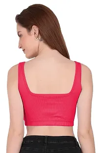 THE BLAZZE 1044 Women's Summer Basic Sexy Strappy Sleeveless Crop Top's (Large, Dark Pink)-thumb2