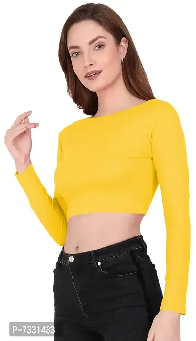 THE BLAZZE 1138 Crop Tops for Women (S, Yellow)-thumb3