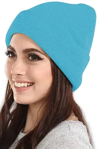 THE BLAZZE 2015 Winter Beanie Cap for Men and Women's (Free Size, Turquoise Blue)-thumb1