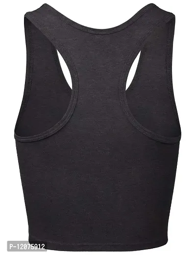 THE BLAZZE Women's Cotton Racerback Basic Crop Tank Tops (X-Large, Charcoal Melange)-thumb4