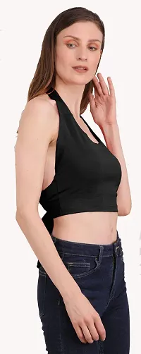 THE BLAZZE 1382 Women's Basic Sexy Solid Backless Halter Neck Slim Fit Sleeveless Crop Top for Women-thumb1