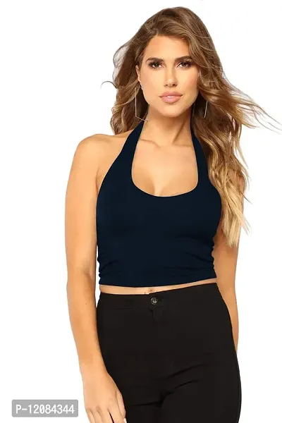 THE BLAZZE 1294 Women's Crop Top T-Shirt (X-Large, Prussian Blue)-thumb5