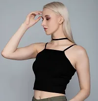 AD2CART A1687 Women's Basic Solid Square Belt Neck Stylish Crop Top for Women-thumb2
