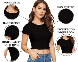 THE BLAZZE 1081 Sexy Women's Cotton Tank Crop Tops Bustier Bra Vest Crop Top Bralette Blouse Top for Women (XL, Black)-thumb4