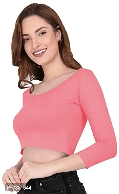 THE BLAZZE 1057 Crop Tops for Women (M, Light Pink)-thumb4