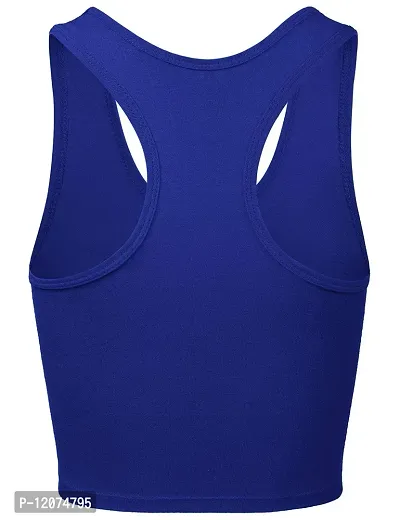 THE BLAZZE Women's Cotton Racerback Basic Crop Tank Tops (Medium, Royal Blue Royal Blue)-thumb4