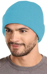 THE BLAZZE 2015 Winter Beanie Cap for Men and Women's (Free Size, Turquoise Blue)-thumb2